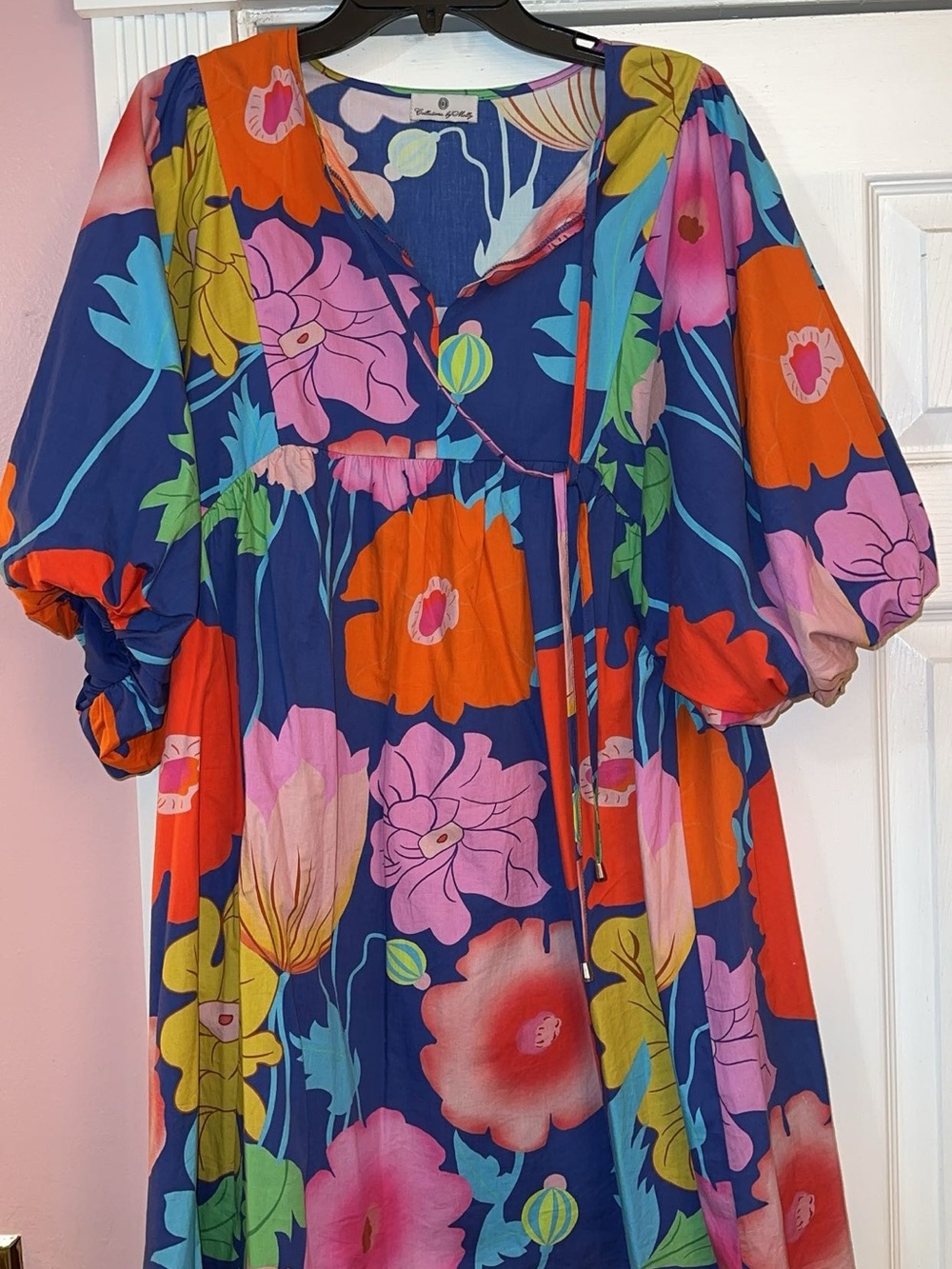 Colorful Floral V-Neck Boho Midi Dress